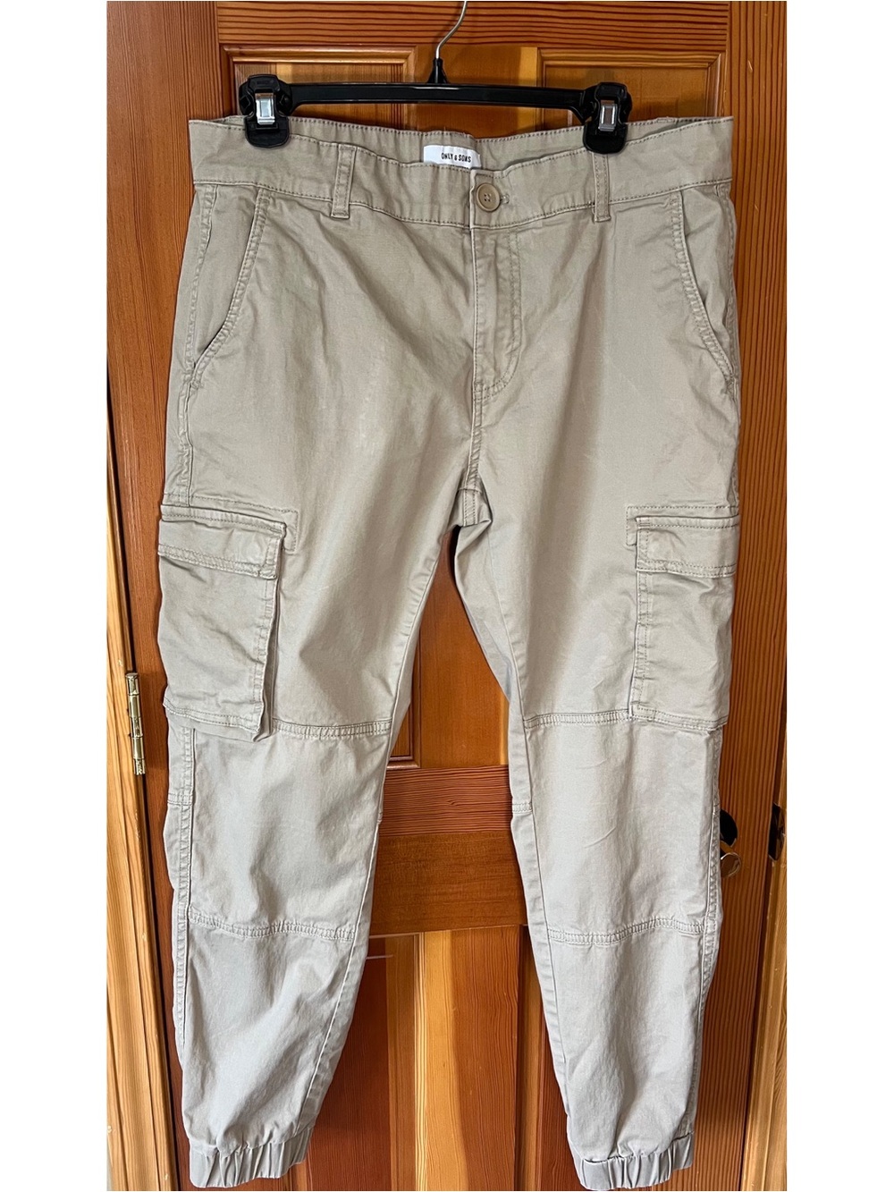 ONLY & SONS Men's Beige Cargo Jogger Pants